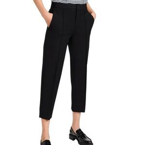 Vince Pintuck Tapered Trouser Pants Cropped Pockets Women‎ 12 Black Office NWT
